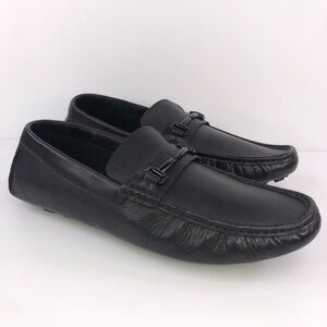 Zanzara Filbert Black Leather Loafer Shoes